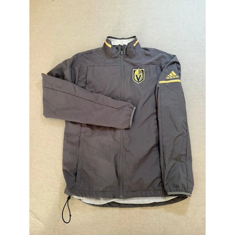 Adidas NHL Vegas Golden Knights Jacket Full Zip Gray Mens Size S Windbreaker‎